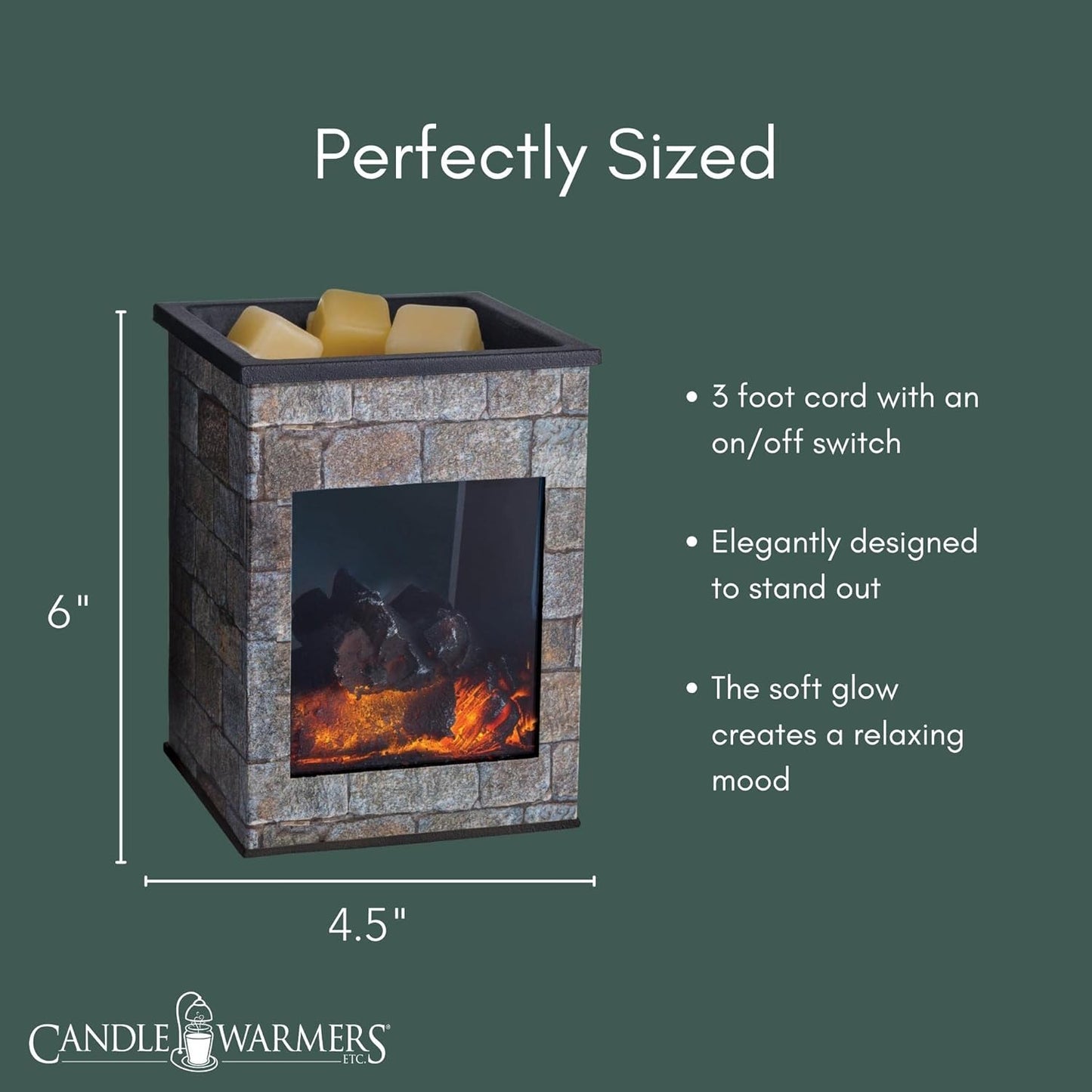 black flameless fireplace wax warmer