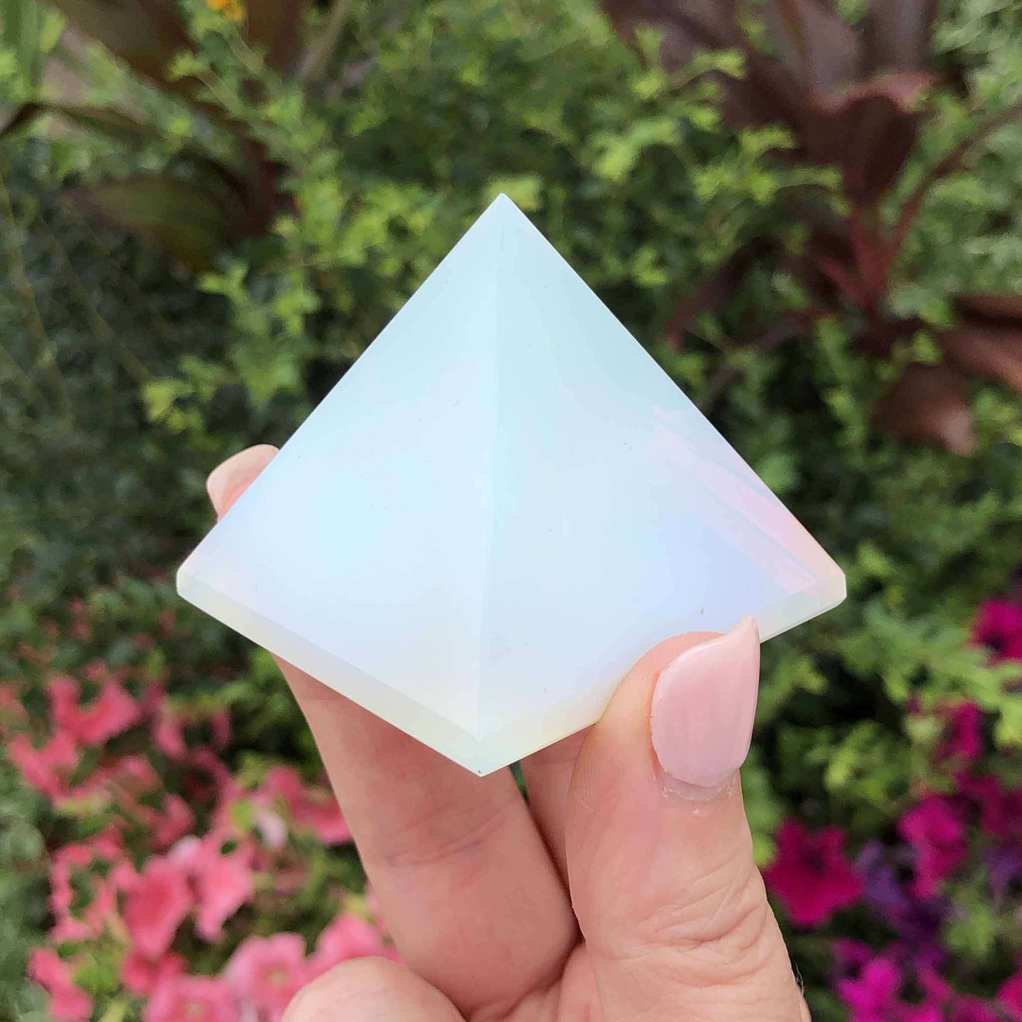 Opalite Moonstone Natural Crystal Pyramid Gemstone Blue White Pyramid